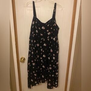 Torrid Black Floral Sharkbite MIDI Dress